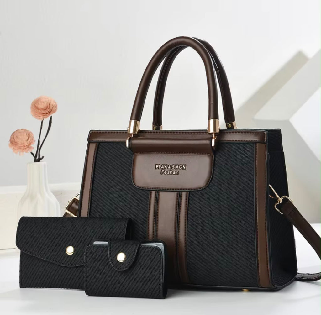 2025new Luxury Designer Women's  PU Leather Handbags Wallet Set Shoulder Bags Nylon Zipper Closure