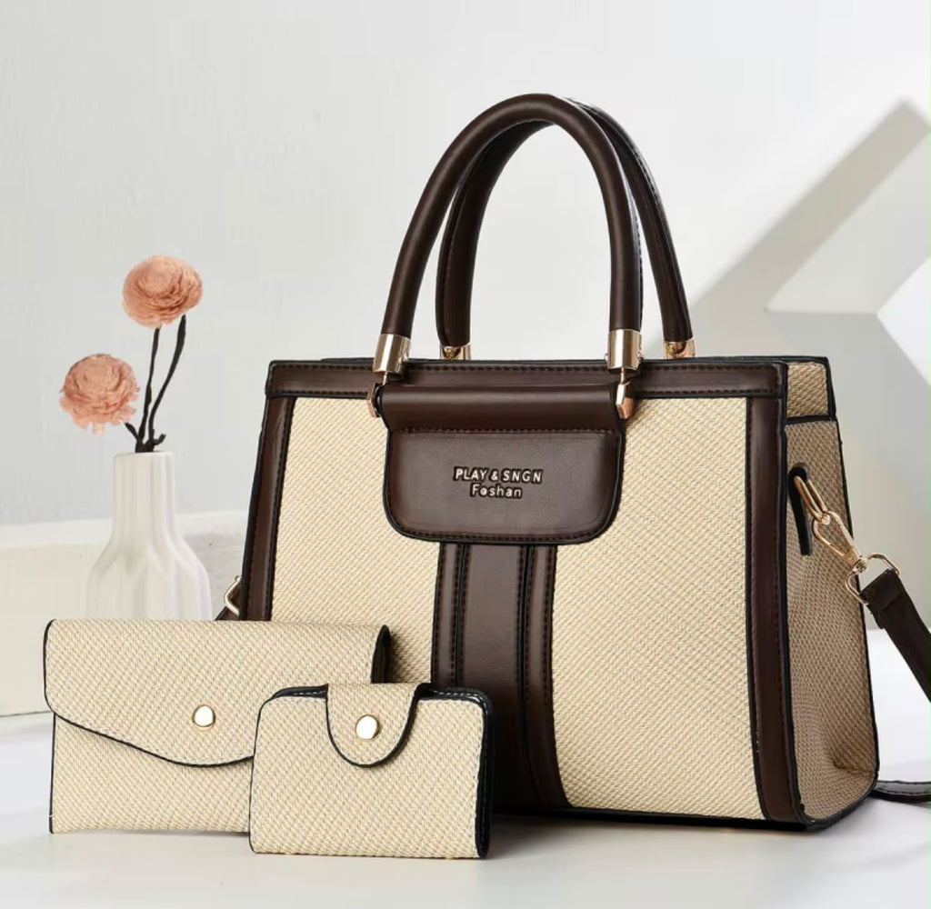 2025new Luxury Designer Women's  PU Leather Handbags Wallet Set Shoulder Bags Nylon Zipper Closure