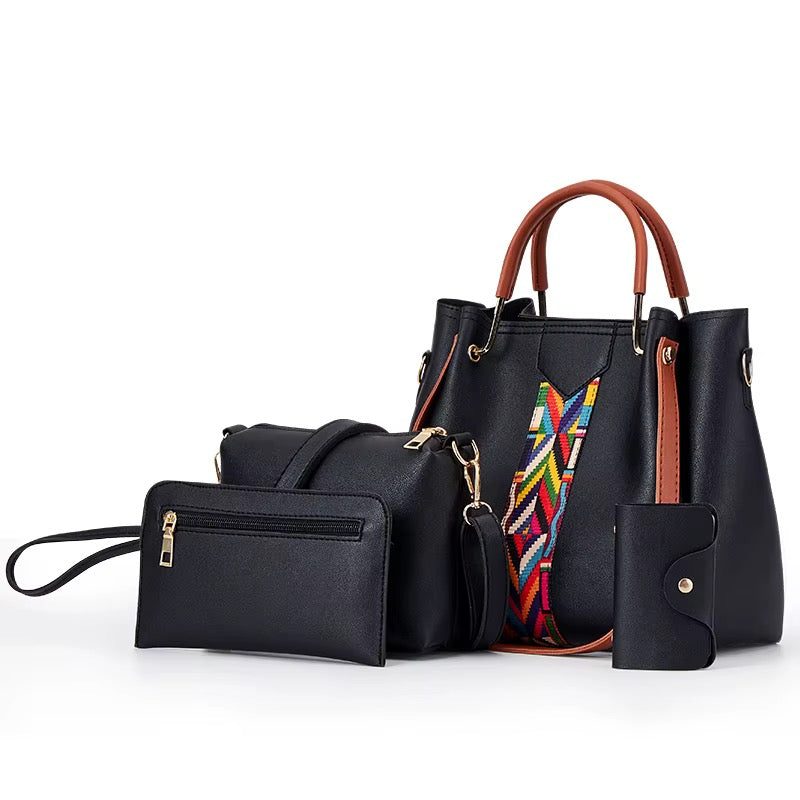 2026 Wholesale Fashion Pu Leather Shoulder Bag 4Pcs set Women