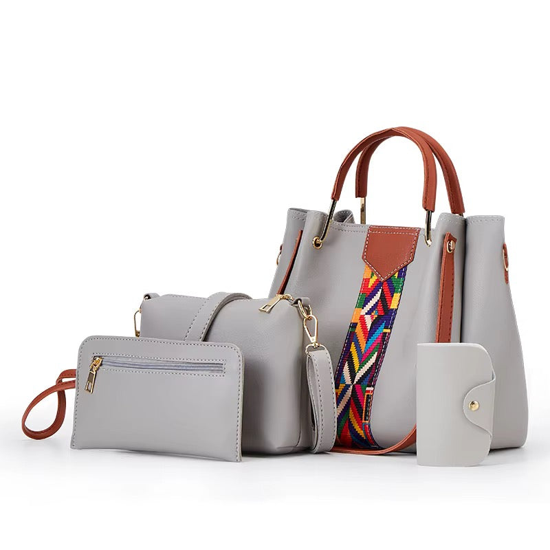 2026 Wholesale Fashion Pu Leather Shoulder Bag 4Pcs set Women
