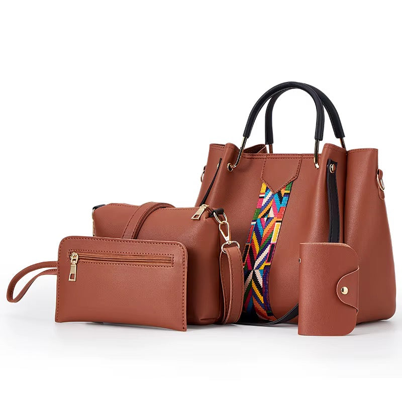 2026 Wholesale Fashion Pu Leather Shoulder Bag 4Pcs set Women