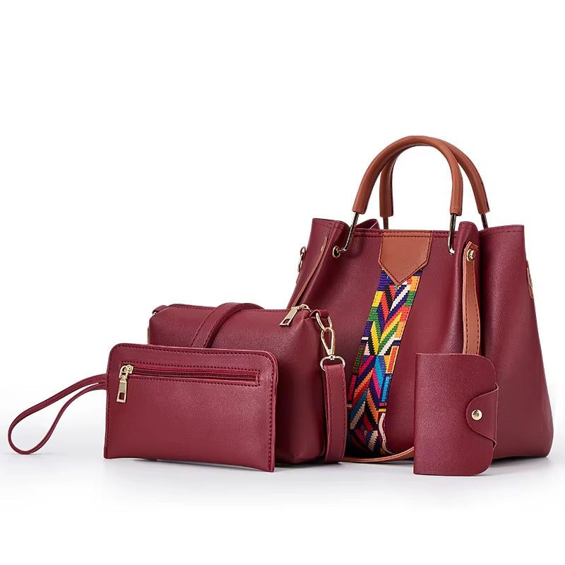 2026 Wholesale Fashion Pu Leather Shoulder Bag 4Pcs set Women