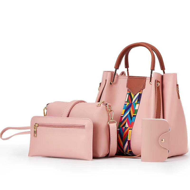 2026 Wholesale Fashion Pu Leather Shoulder Bag 4Pcs set Women
