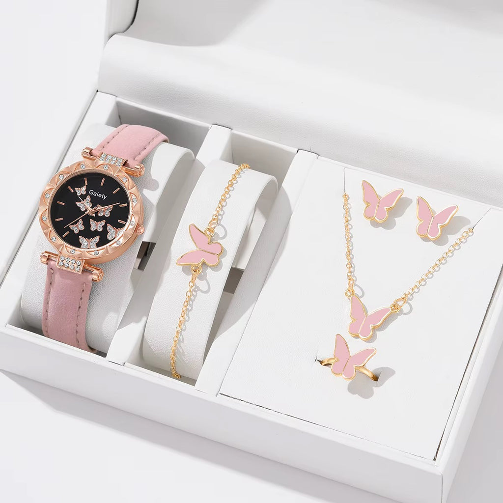 🦋 Butterfly Watch & Jewelry Set