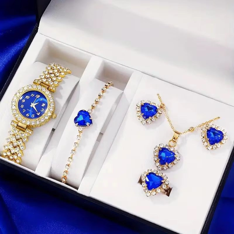 💎 Luxury Crystal Watch & Jewelry Set