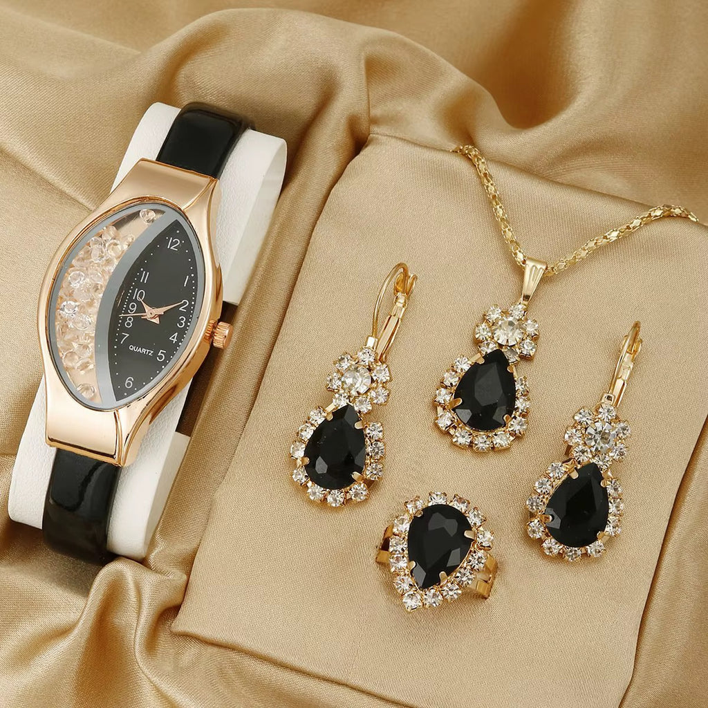 💎 Luxury Crystal Watch & Jewelry Set