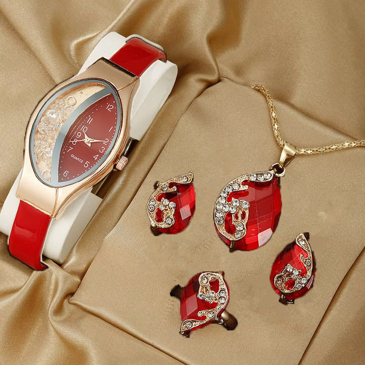 💎 Luxury Crystal Watch & Jewelry Set