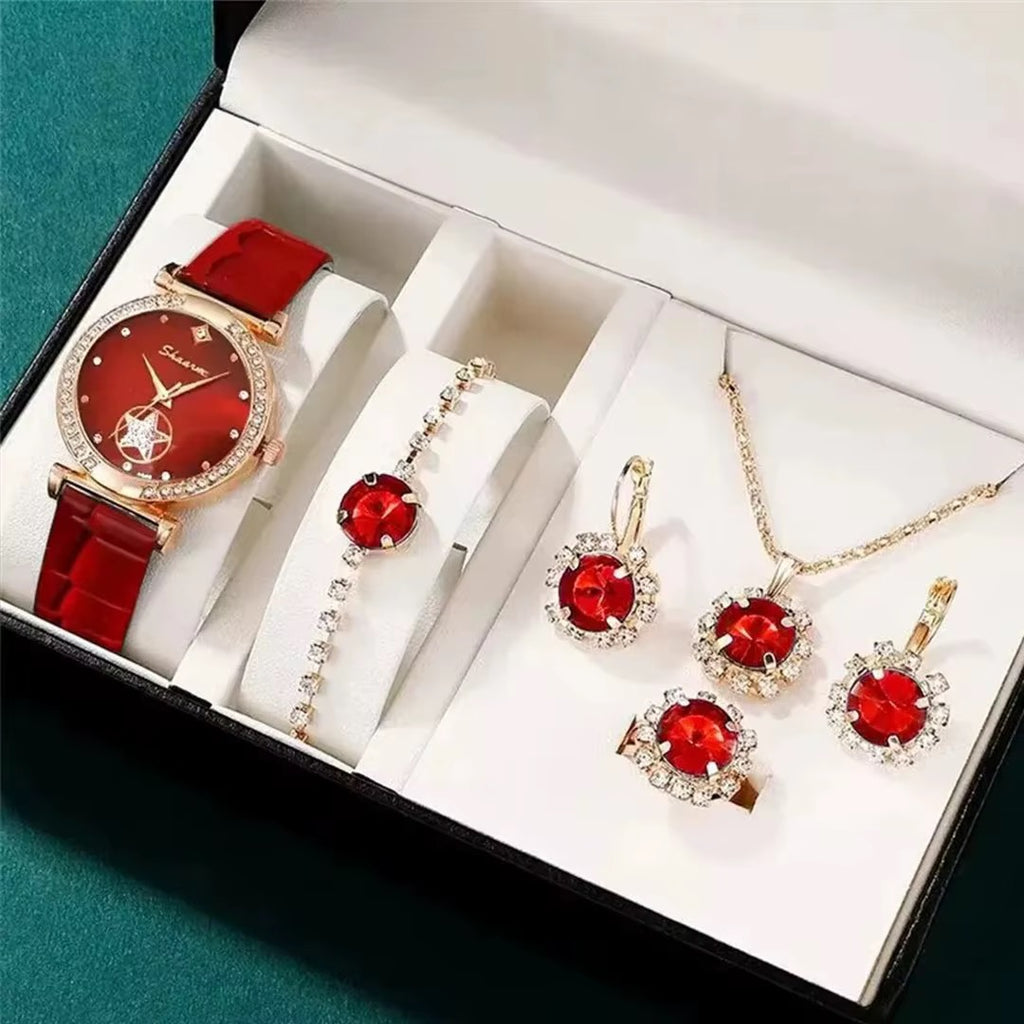 💎 Luxury Crystal Watch & Jewelry Set