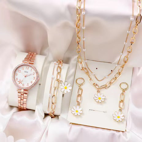 💎 Luxury Crystal Watch & Jewelry Set