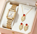 Stainless steel Gold Plated Necklace with Watch