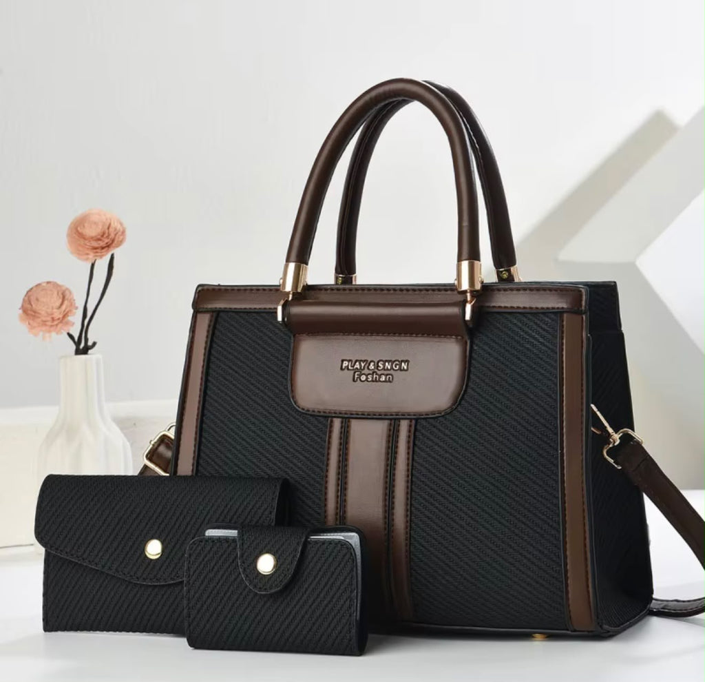 2025new Luxury Designer Women's  PU Leather Handbags Wallet Set Shoulder Bags Nylon Zipper Closure